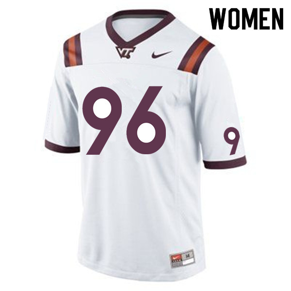 Women #96 Parker Romo Virginia Tech Hokies College Football Jerseys Sale-White - Click Image to Close